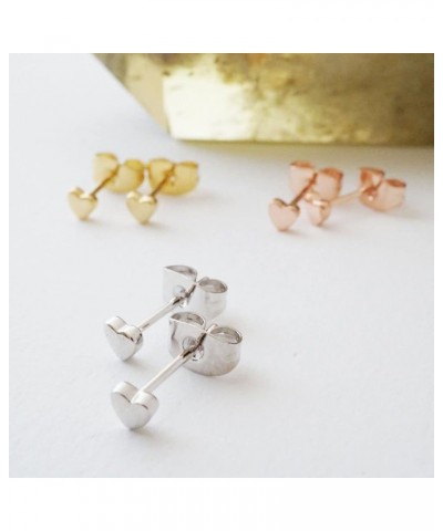 Tiny Heart Stud Earrings in Gold, Rose Gold, or Silver | Minimalist, Delicate Jewelry Rose Gold $10.25 Earrings