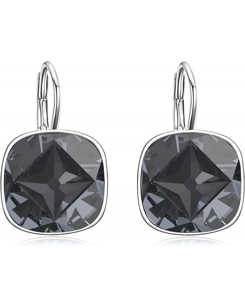 Sterling Silver Leverback Earrings Embellished with Crystals from Austria, Hypoallergenic Cushion Cut Square Crystal Earrings...