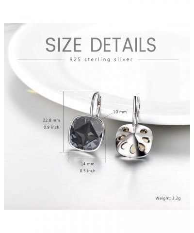 Sterling Silver Leverback Earrings Embellished with Crystals from Austria, Hypoallergenic Cushion Cut Square Crystal Earrings...