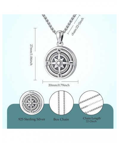 925 Sterling Silver Compass Necklace for Men Women Compass Pendant Christmas Gifts for Her Him compass locket necklace-11 $26...