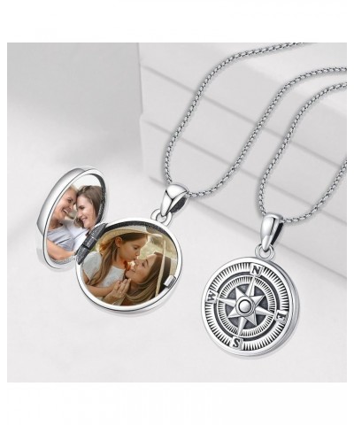 925 Sterling Silver Compass Necklace for Men Women Compass Pendant Christmas Gifts for Her Him compass locket necklace-11 $26...