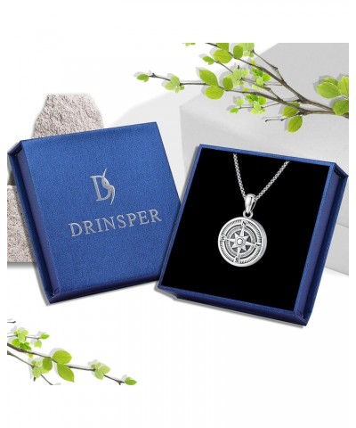 925 Sterling Silver Compass Necklace for Men Women Compass Pendant Christmas Gifts for Her Him compass locket necklace-11 $26...