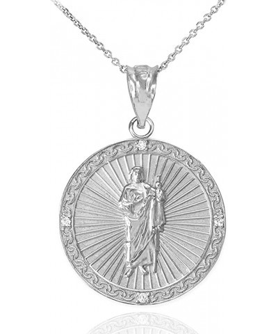 .925 Sterling Silver Cubic Zirconia 1" Saint Jude Thaddeus Patron Saint of Lost Causes Pendant Necklace - Choose Pendant Only...