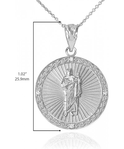 .925 Sterling Silver Cubic Zirconia 1" Saint Jude Thaddeus Patron Saint of Lost Causes Pendant Necklace - Choose Pendant Only...