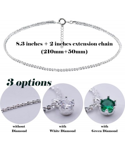 Silver Anklets for Women Waterproof, Handmade Anklet Set Plus Size, Dainty Jewelry for Teen Girls Single Design_C $9.71 Anklets