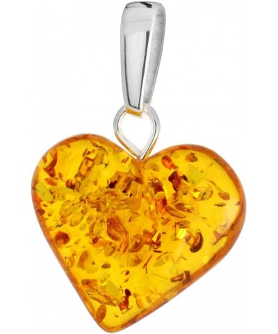 Sterling Silver Baltic Amber Heart Necklace for Women 1 inch tall Available with or without chain with 16 inch 2mm Rolo Chain...