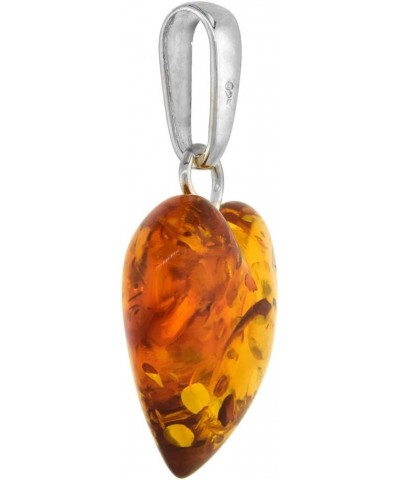 Sterling Silver Baltic Amber Heart Necklace for Women 1 inch tall Available with or without chain with 16 inch 2mm Rolo Chain...