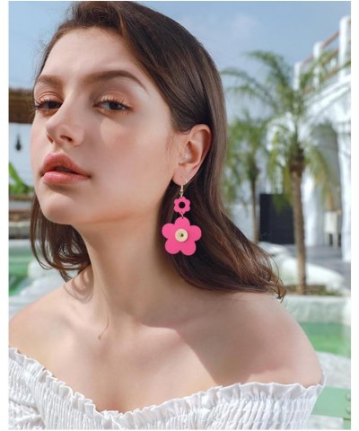 Jagucho Leather Earrings Dangle for Women, Lightweight Hoop Earrings Drop for Teen Girls, Gifts for Women Floral Pink18 $8.99...