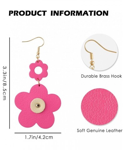 Jagucho Leather Earrings Dangle for Women, Lightweight Hoop Earrings Drop for Teen Girls, Gifts for Women Floral Pink18 $8.99...