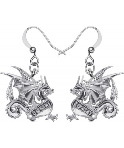 Enamel Alloy Mythical Dragon Earrings Dinosaur Dangle Novelty Jewelry Charms Gifts for Women Girls Multi $9.51 Earrings