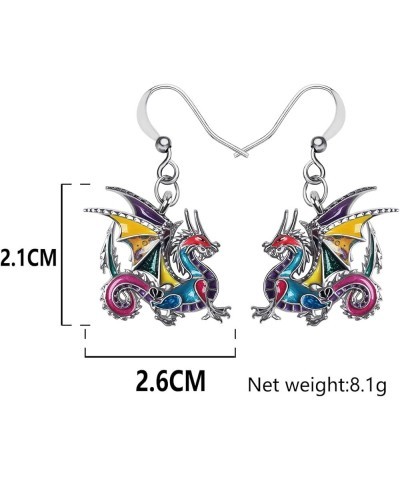 Enamel Alloy Mythical Dragon Earrings Dinosaur Dangle Novelty Jewelry Charms Gifts for Women Girls Multi $9.51 Earrings