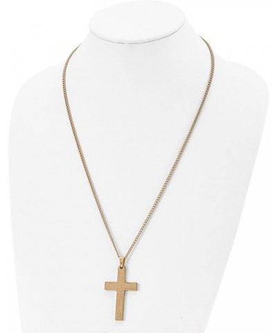 Stainless Steel Polished Yellow Color Lord's Prayer Cross Pendant on a 24" Curb Chain Necklace $33.80 Necklaces