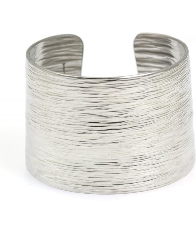 Wide Silver Tone Aluminum Bark Cuff Bracelet Handmade Jewelry Hypoallergenic 6.5 Inches $37.80 Bracelets