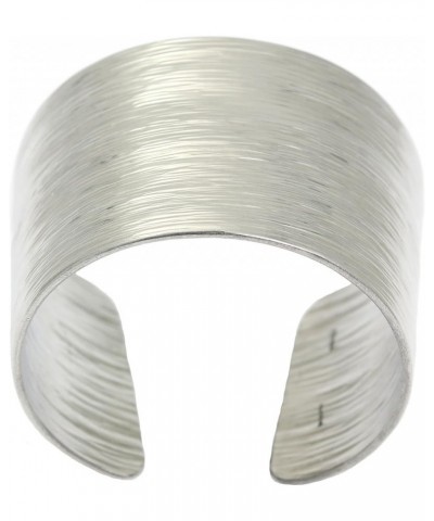 Wide Silver Tone Aluminum Bark Cuff Bracelet Handmade Jewelry Hypoallergenic 6.5 Inches $37.80 Bracelets