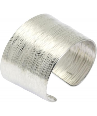 Wide Silver Tone Aluminum Bark Cuff Bracelet Handmade Jewelry Hypoallergenic 6.5 Inches $37.80 Bracelets