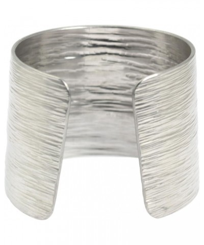 Wide Silver Tone Aluminum Bark Cuff Bracelet Handmade Jewelry Hypoallergenic 6.5 Inches $37.80 Bracelets