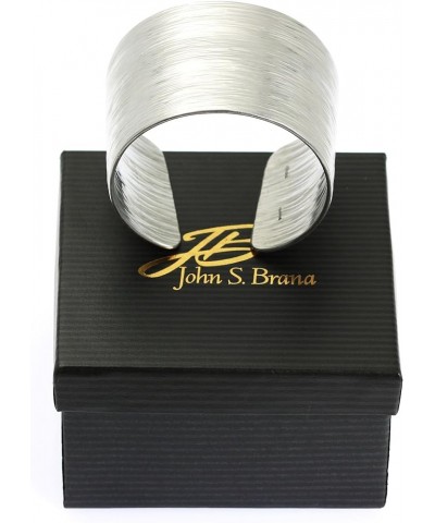 Wide Silver Tone Aluminum Bark Cuff Bracelet Handmade Jewelry Hypoallergenic 6.5 Inches $37.80 Bracelets