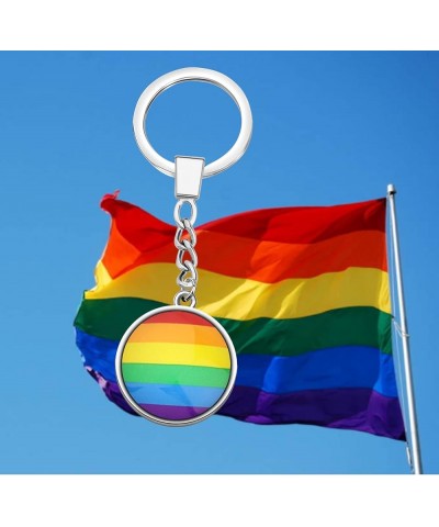 LGBT Rainbow Gay & Lesbian Pride Bisexual Pride Transgender Pride Double-Sided Glass Ball Pendant Keychain Rainbow Flag K $8....