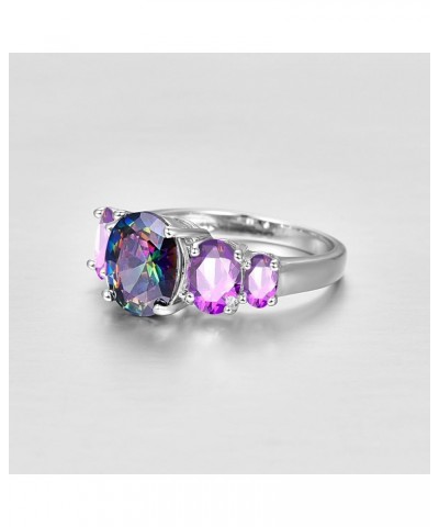 925 Sterling Silver Natural Novelty Filled Sapphire Quartz Topaz Engagement Wedding Ring US9 A_Rainbow $4.79 Others