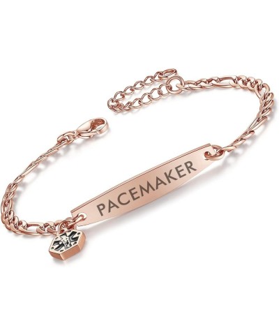 Medical id bracelets for women 7-8.5 inch Fashion Rose gold Medical alert ID bracelets Rose Gold pacemaker $14.49 Bracelets