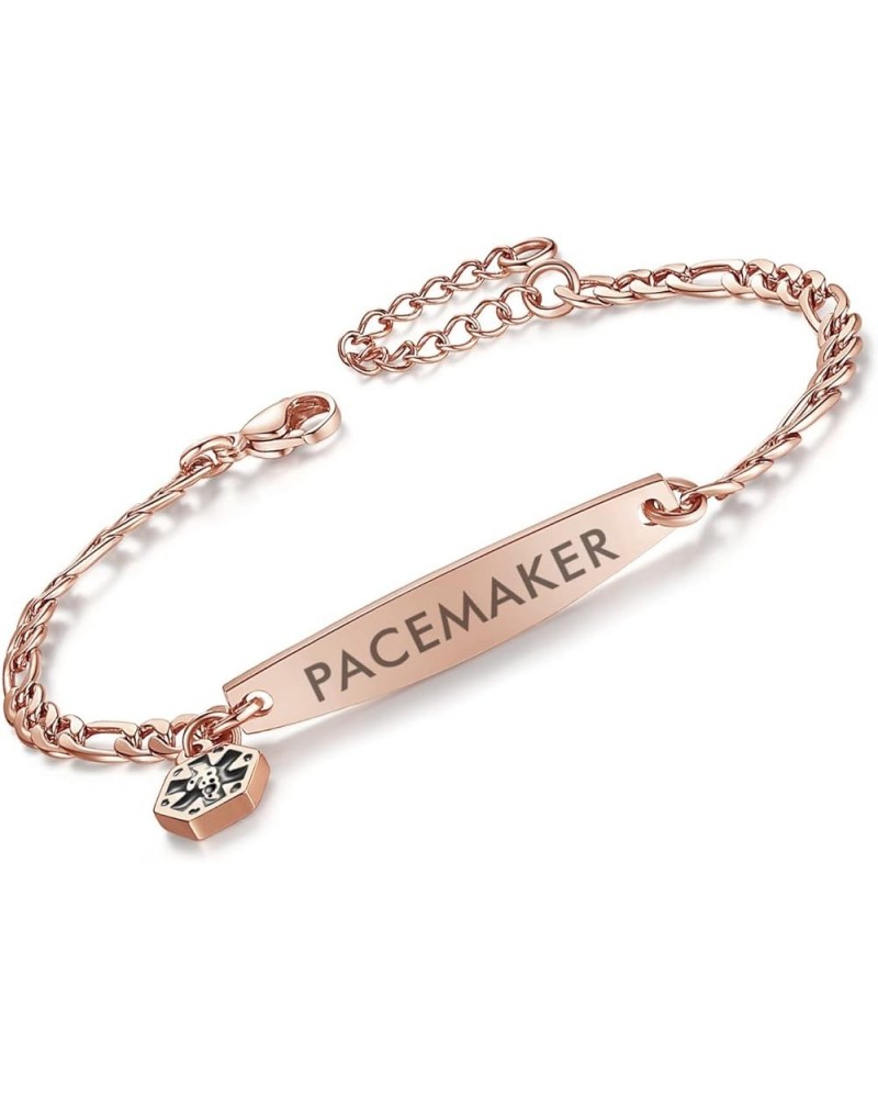 Medical id bracelets for women 7-8.5 inch Fashion Rose gold Medical alert ID bracelets Rose Gold pacemaker $14.49 Bracelets