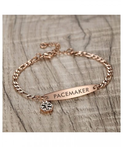 Medical id bracelets for women 7-8.5 inch Fashion Rose gold Medical alert ID bracelets Rose Gold pacemaker $14.49 Bracelets