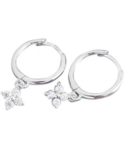 Extra Tiny Hydrangea Flower CZ Huggie Hoop Earrings in Sterling Silver Dainty Earrings Silver White $7.13 Earrings