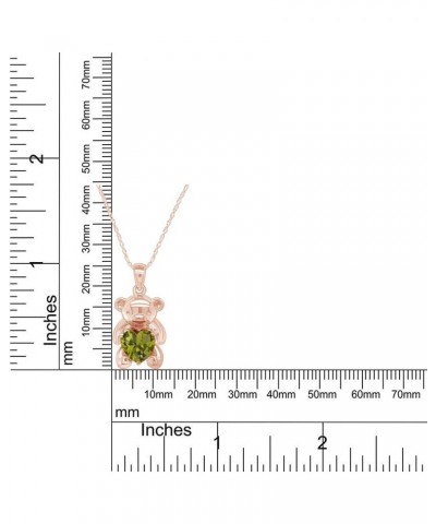 925 Sterling Silver Teddy Bear Pendant Necklace with Simulated Gemstone Love Heart Bear rose-gold-plated-silver Peridot $25.2...