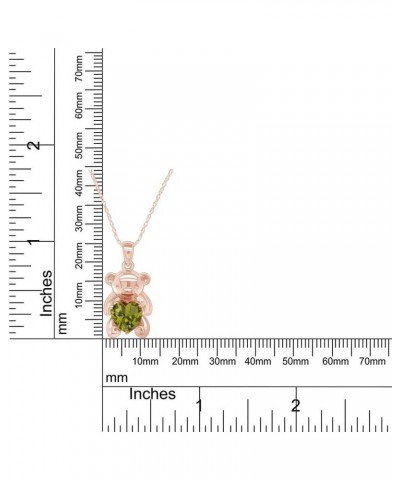 925 Sterling Silver Teddy Bear Pendant Necklace with Simulated Gemstone Love Heart Bear rose-gold-plated-silver Peridot $25.2...