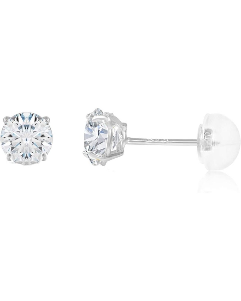 14K Gold Round Solitaire Cubic Zirconia CZ Stud Earrings in Yellow OR White 0.1-2.0 carat White Gold - 5mm $23.22 Earrings