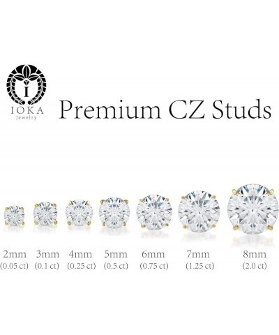 14K Gold Round Solitaire Cubic Zirconia CZ Stud Earrings in Yellow OR White 0.1-2.0 carat White Gold - 5mm $23.22 Earrings