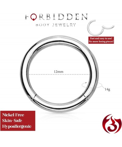 316L Surgical Steel Hinged Seamless Nose Rings Hoop 14G 16G 18G, Diameter 6mm 8mm 10mm 12mm, Gold/Rose Gold/Silver/Black/Rain...