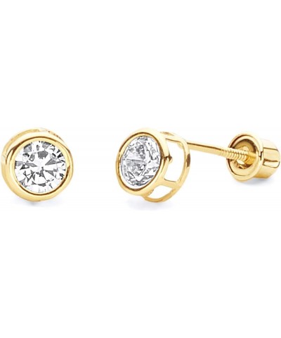 14k Yellow Gold 5mm Round Bezel Set Stud Earrings with Screw Back - 12 Different Color Available Apr $30.60 Earrings