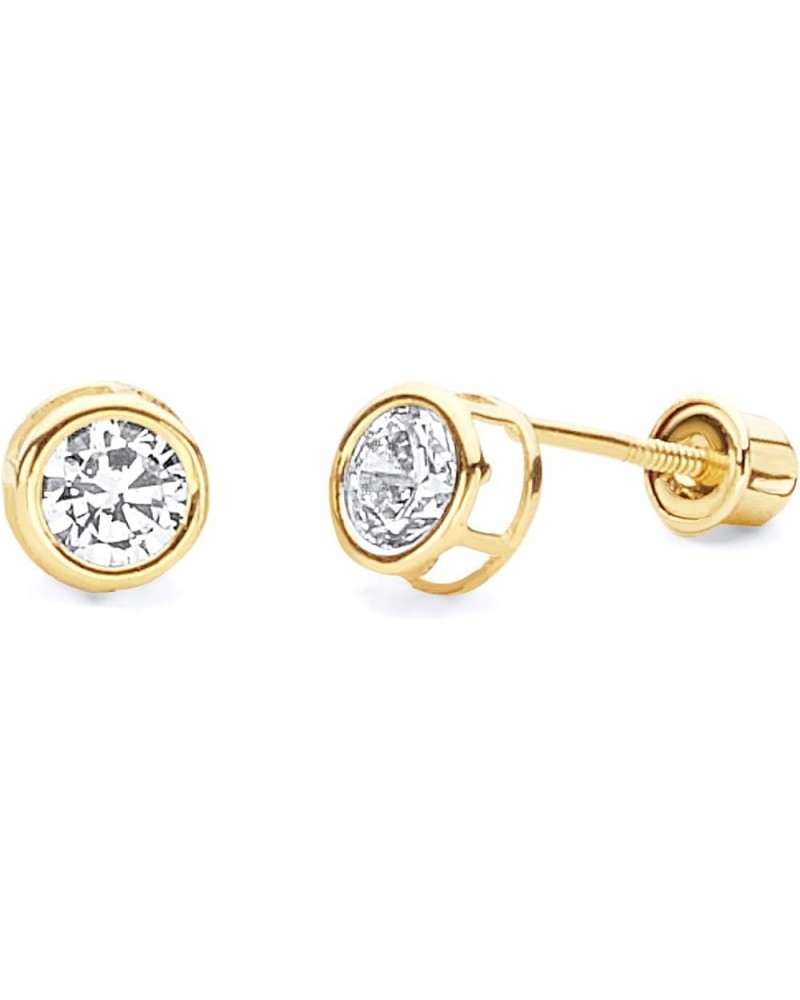 14k Yellow Gold 5mm Round Bezel Set Stud Earrings with Screw Back - 12 Different Color Available Apr $30.60 Earrings