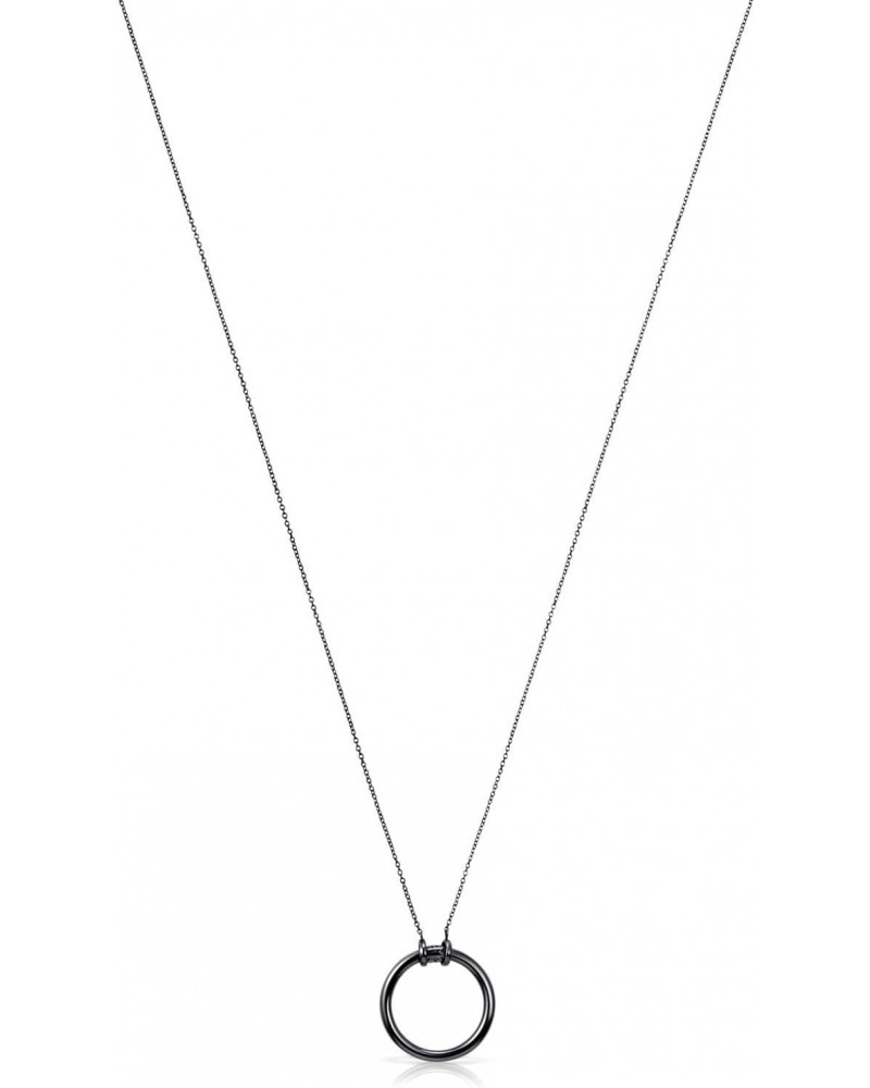 Dark Sterling Silver Plated Circle Necklace $48.08 Necklaces