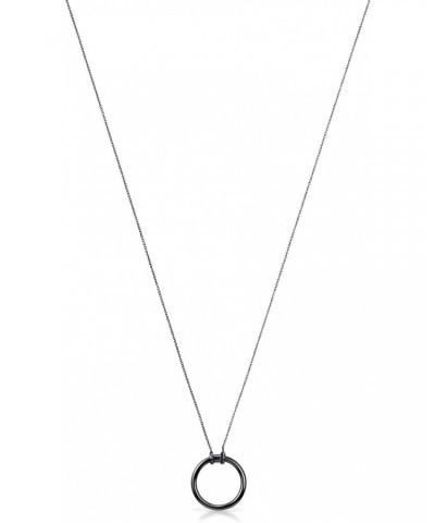 Dark Sterling Silver Plated Circle Necklace $48.08 Necklaces