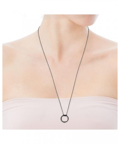 Dark Sterling Silver Plated Circle Necklace $48.08 Necklaces