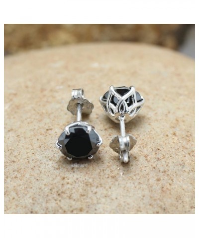 Black Moissanite Stud Earrings 2ct 925 Sterling Silver Gold Plated Ear Studs for Women white-gold-plated-silver $23.36 Earrings