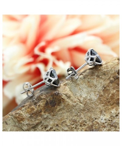 Black Moissanite Stud Earrings 2ct 925 Sterling Silver Gold Plated Ear Studs for Women white-gold-plated-silver $23.36 Earrings