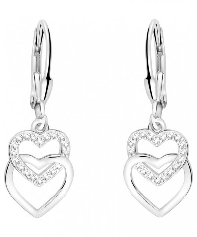 Women's Earrings 925 Silver - Heart Dangle Earrings - 20453 $18.50 Earrings