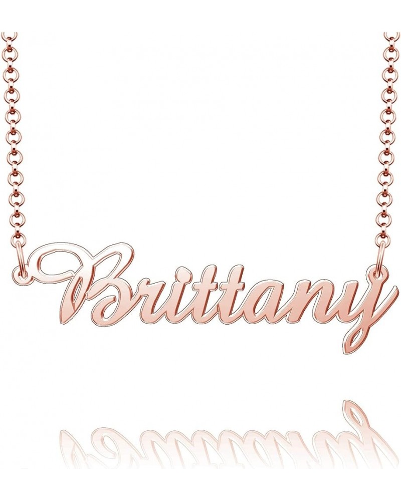 Sterling Silver Pendant Customized Plate Personalized Name Necklace Gift for Women Couple Brittany Rose Gold $14.15 Necklaces