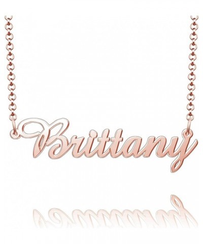 Sterling Silver Pendant Customized Plate Personalized Name Necklace Gift for Women Couple Brittany Rose Gold $14.15 Necklaces