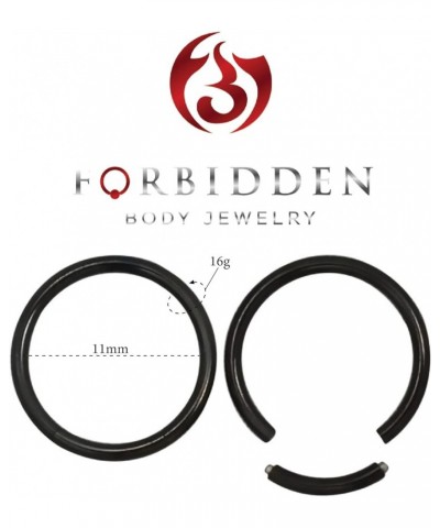 Pair of 316L Surgical Steel Seamless Segment Hoop Piercing Rings 16g 11mm Black $9.68 Body Jewelry