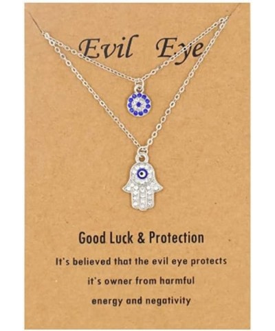 3 pcs Dainty Evil Eye Necklace and Hamsa Necklace Turkish Blue Eye Hand Pendant Necklace Lucky Protection Jewelry Gift for Me...