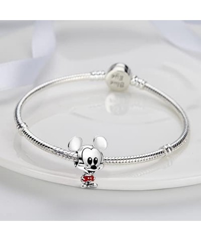 Mickey Mouse Bead Charms fits Pandora Charm Bracelets for Woman，925 Sterling Silver Dangle Pendant Bead,Girl Jewelry Bead Sil...