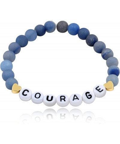 Faith Brave Love Inspirational Bracelets, Natural Matte Aventurine Beads Bracelet 17cm/6.7inch COURAGE-blue $8.99 Bracelets