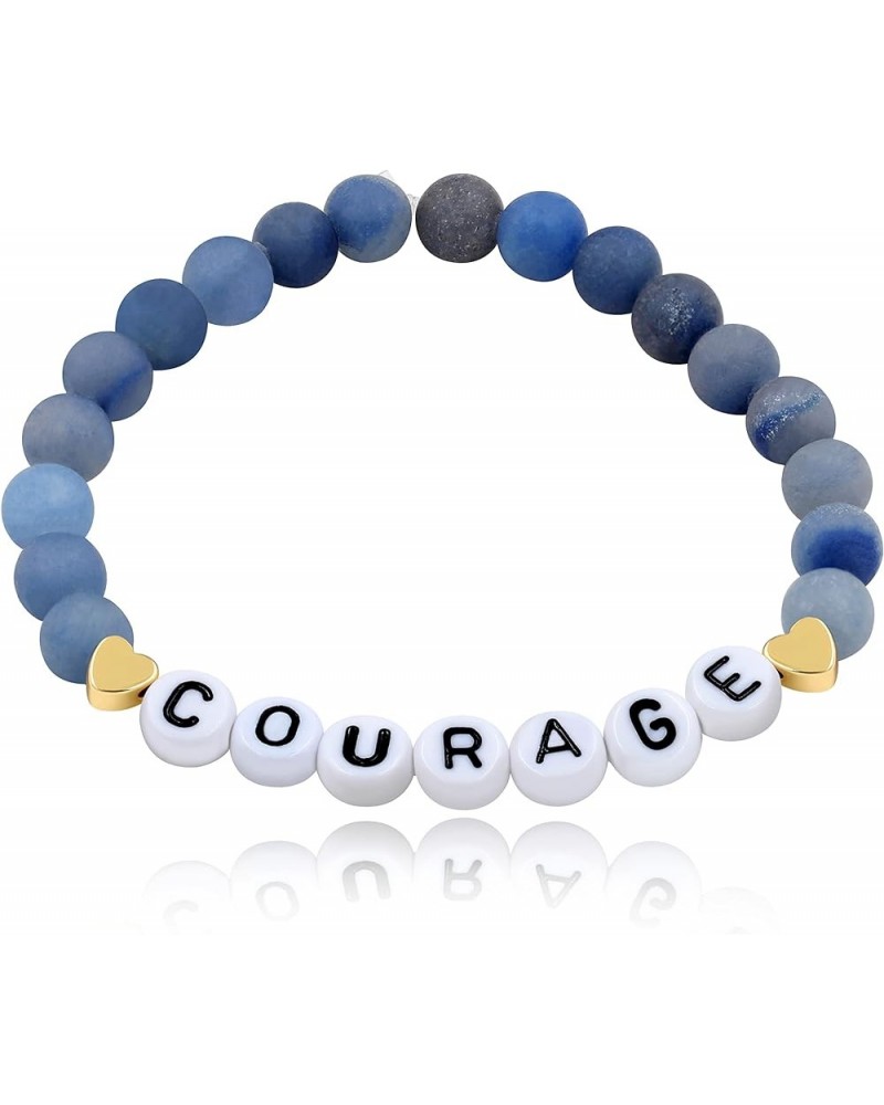 Faith Brave Love Inspirational Bracelets, Natural Matte Aventurine Beads Bracelet 17cm/6.7inch COURAGE-blue $8.99 Bracelets