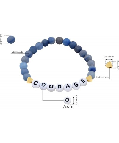 Faith Brave Love Inspirational Bracelets, Natural Matte Aventurine Beads Bracelet 17cm/6.7inch COURAGE-blue $8.99 Bracelets