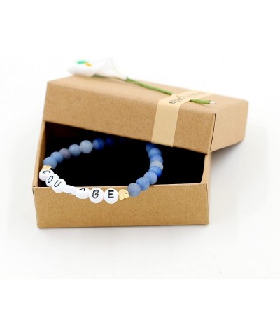 Faith Brave Love Inspirational Bracelets, Natural Matte Aventurine Beads Bracelet 17cm/6.7inch COURAGE-blue $8.99 Bracelets