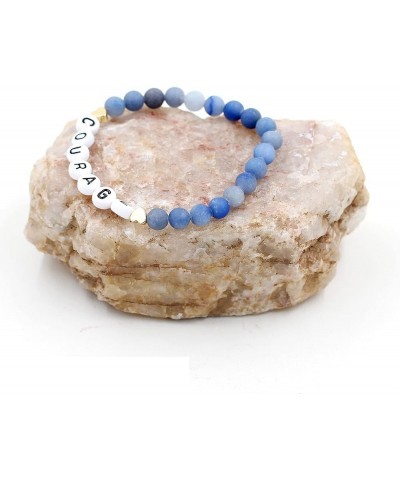 Faith Brave Love Inspirational Bracelets, Natural Matte Aventurine Beads Bracelet 17cm/6.7inch COURAGE-blue $8.99 Bracelets